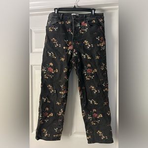 Driftwood x Free People Floral Embroidered Wide Leg Jeans